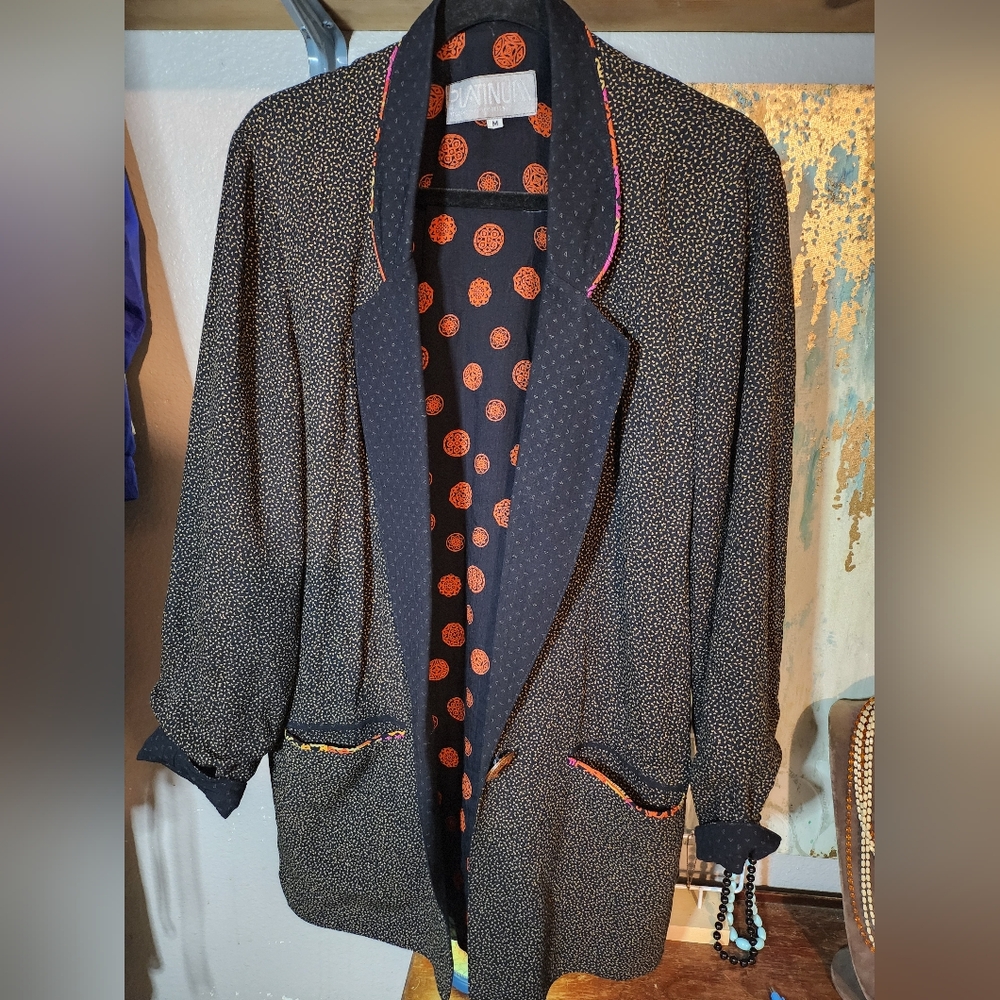 Cute Vintage Platinum By Dorothy Schoelen Colorful Oversized Blazer